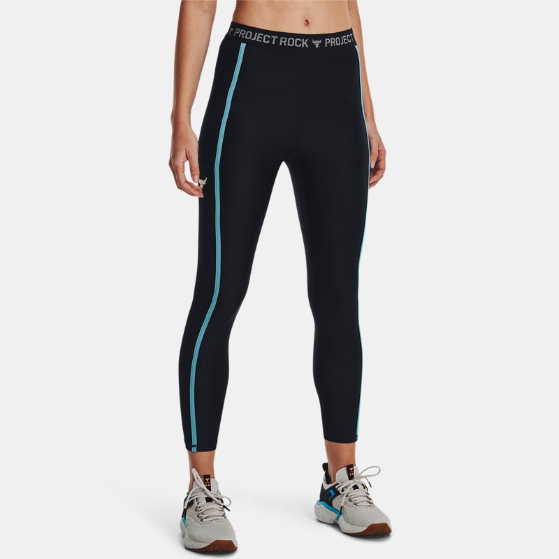 Under Armour Leggings Project Rock HeatGear® Ankle para mujer Negro / Glacier Azul / Ivory XS